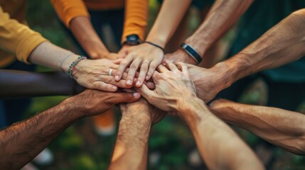 A diverse team of professionals collaborating on a project with unity and determination