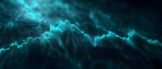 Animated financial charts and graphs in various colors move on a dark background