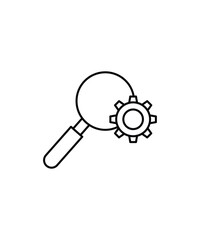 magnifying glass with work icon, vector best line icon.