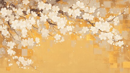 桜の屛風、金色2