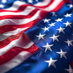 USA Flag – Close-Up Texture – American Patriotic Background