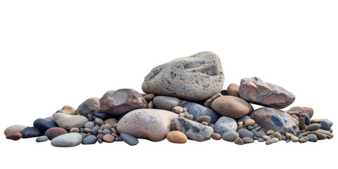 Heap of pebbles isolated on transparent background