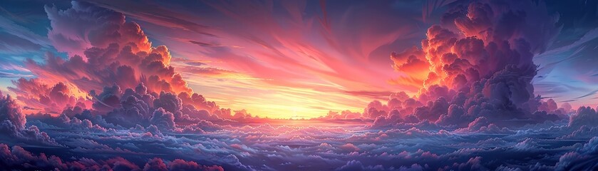 As the day ends, a 2D sunset paints the sky in strokes of pink, orange, and purple, the colors blending seamlessly into a masterpiece that signals the close of another perfect summer day