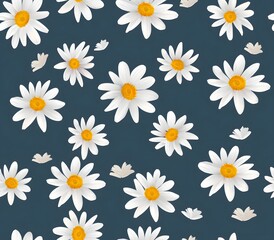 Seamless pattern, minimalist daisy flower
