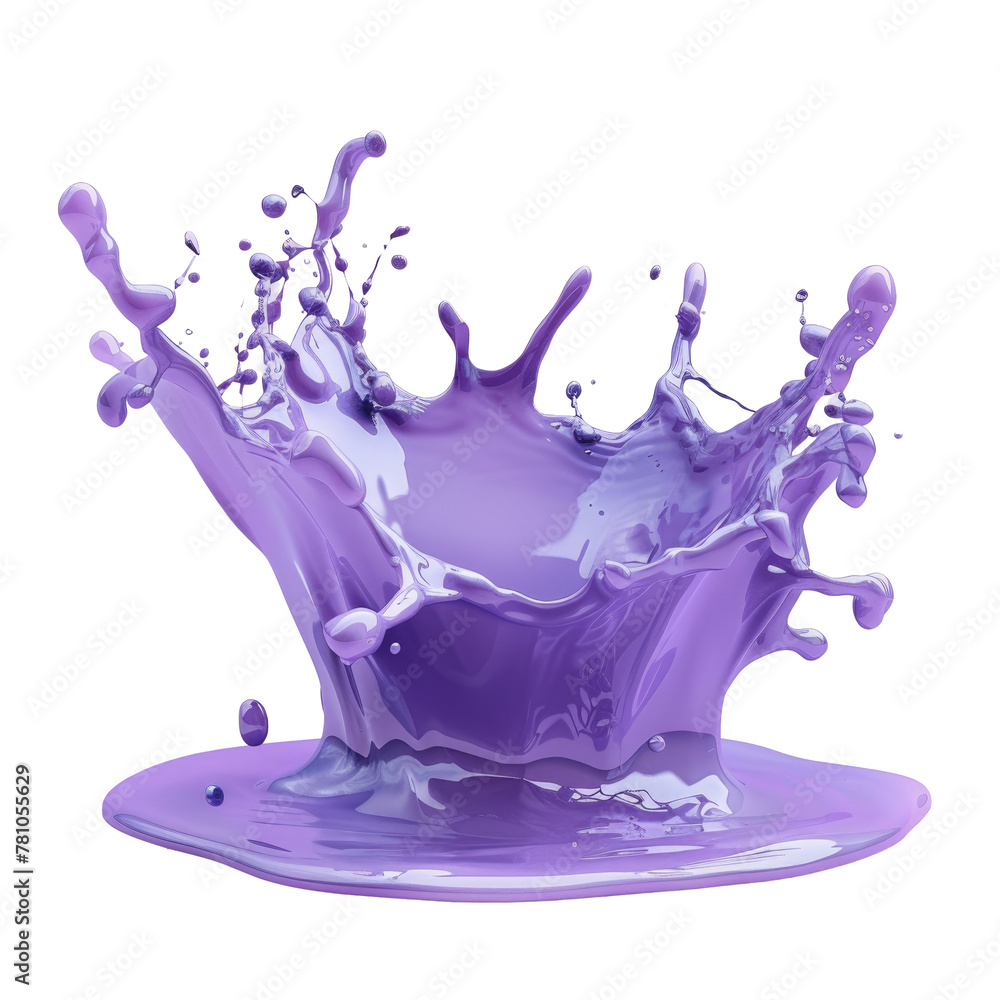 Poster purple liquid splashing on a plate with a transparent background