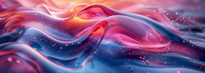 Abstract liquid fluid forms banner with vibrant colors and hues