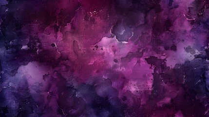 A purple background with splatters of paint. The splatters are of different sizes and colors,...