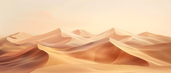 A desert landscape with sand dunes and a cloudy sky. The sky is a mix of blue and white, giving the scene a serene and peaceful atmosphere