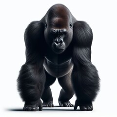 Image of isolated mountain gorilla against pure white background, ideal for presentations
