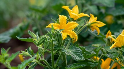 Fototapeta premium yellow flower grows garden