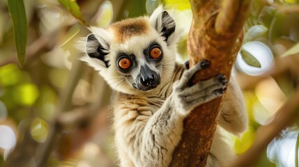 Obraz premium Close-up of a small animal on a tree. Suitable for nature themes