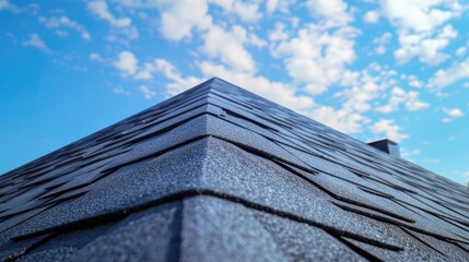 Image of a house roof with clear blue sky background. Suitable for real estate or construction concepts - Powered by Adobe