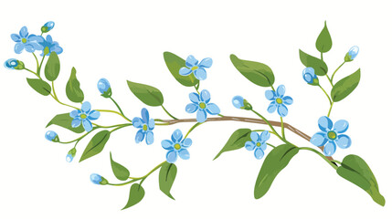 Spring branch of forgetmenot. Small blooming blue flowers