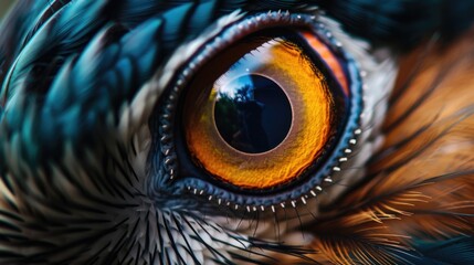 Detailed close up view of a bird's eye. Perfect for nature and wildlife concepts