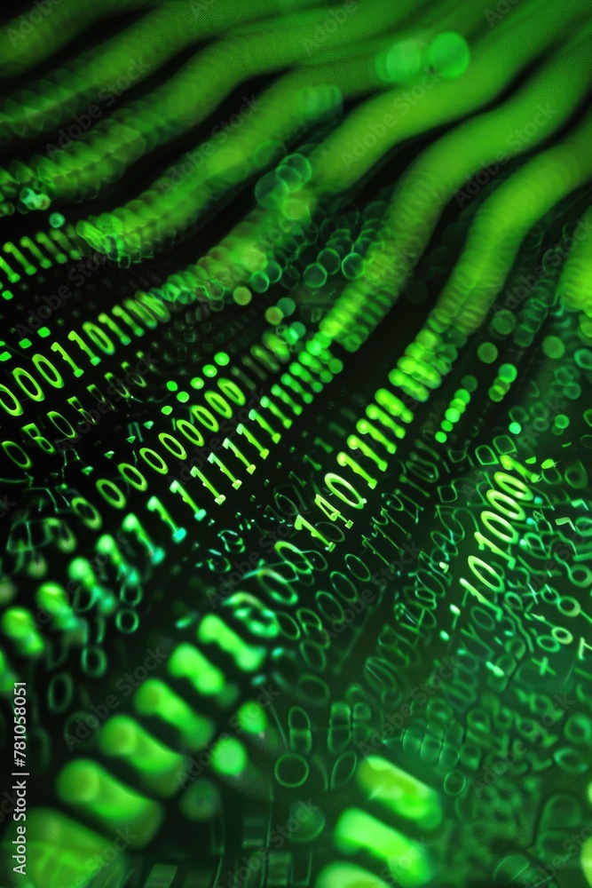 Poster Close-up of a computer keyboard covered in green letters. Suitable for technology and communication concepts