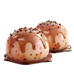 Fototapeta premium Chocolate covered desserts on a plate with chocolate sauce and sprinkles