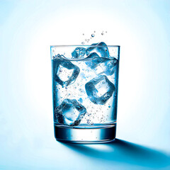 Illustration of a glass of ice water with water drops splashing from the glass.