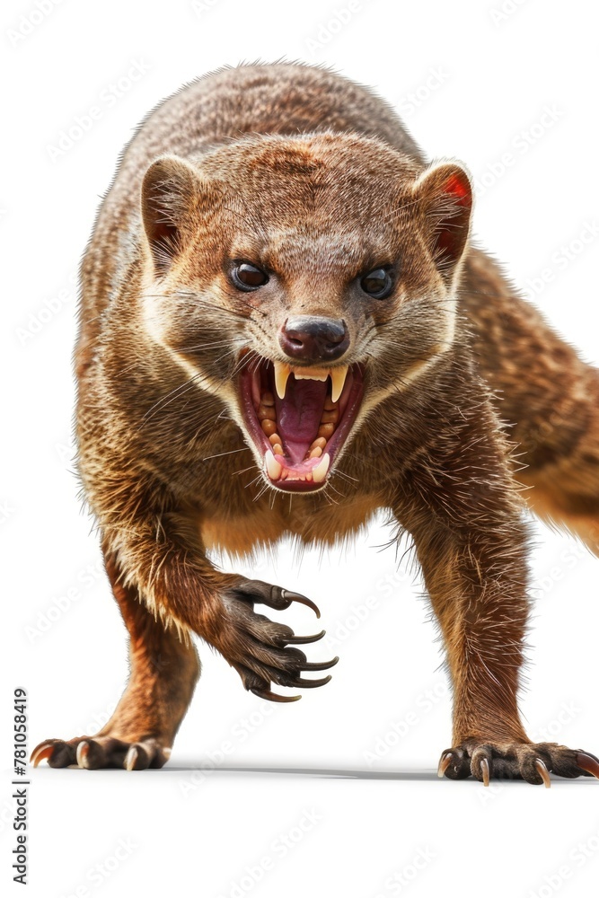 Poster close up of a furry animal with its mouth open, suitable for various projects