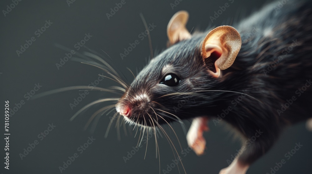 Poster close up of a rat with its mouth open, suitable for various projects