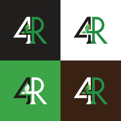 4R Overlap with Leaf Lawn Care Business Iconic Logo