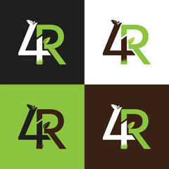 4R Overlap with Leaf Lawn Care Business Iconic Logo