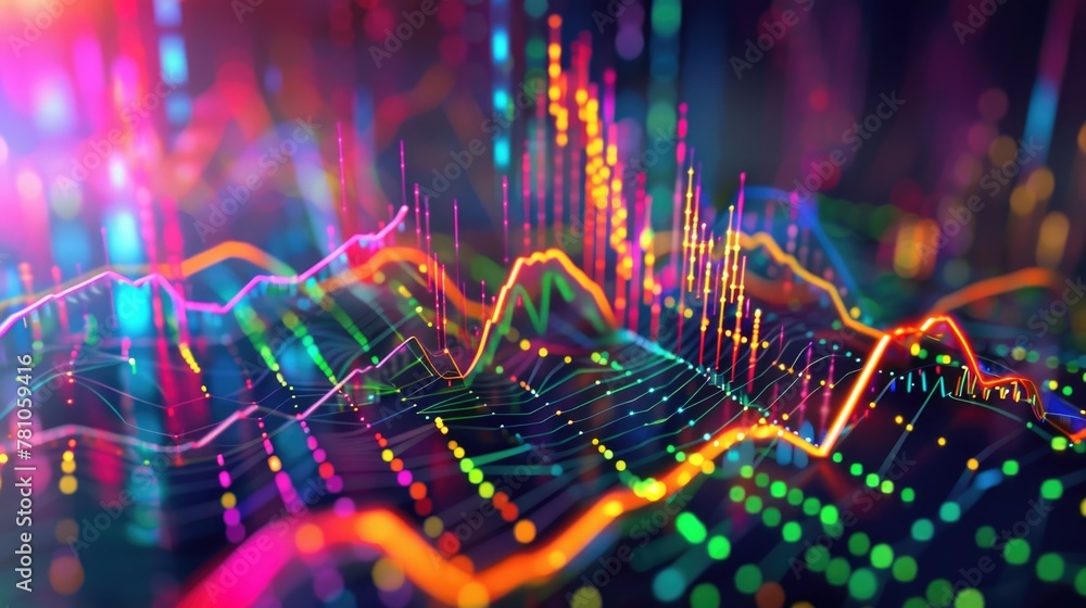Poster Close up of a computer keyboard with vibrant colored lights. Perfect for technology or gaming concepts