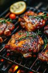 Close up of meat cooking on a grill. Perfect for BBQ or cooking concepts