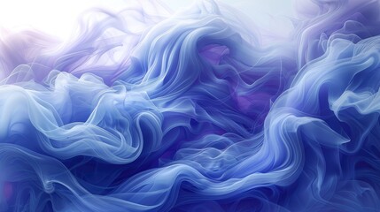 Abstract Blue Waves Flowing Smoothly. Generative AI