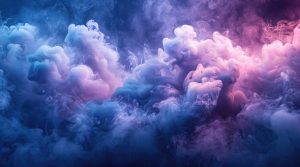 Abstract Ethereal Smoke Clouds in Blue and Pink. Dreamy clouds of smoke in a mesmerizing dance of...