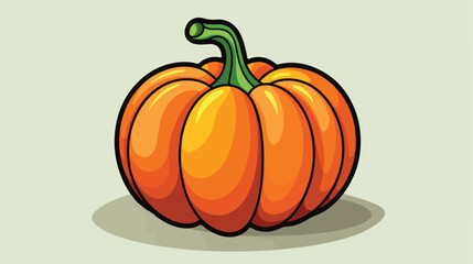 Flat color pumpkin icon 2d flat cartoon vactor illu