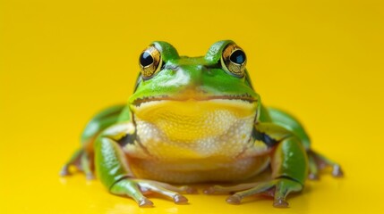 Obraz premium Frog on a yellow background