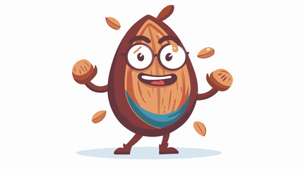 Super cool character on whole dried cola nuts flat vector