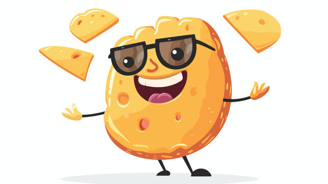 Super cool potato chips character cartoon flat vector
