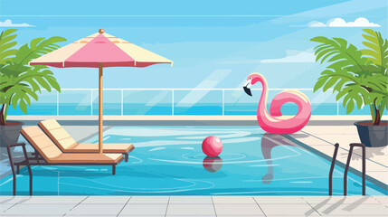 Fototapeta na wymiar Swimming pool in hotel or resort outdoors empty pools