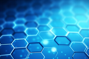 Abstract Blue Hexagonal Pattern Background Generative AI