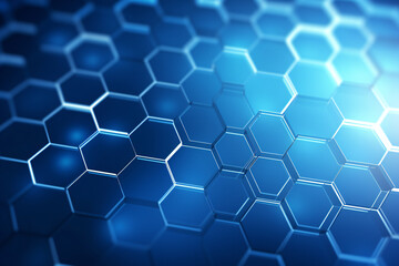 Abstract Blue Hexagonal Pattern Background Generative AI