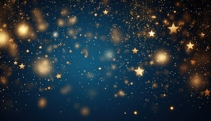 Bokeh light effect with jewelry gold chains background, gold stars with sparkling the blue background