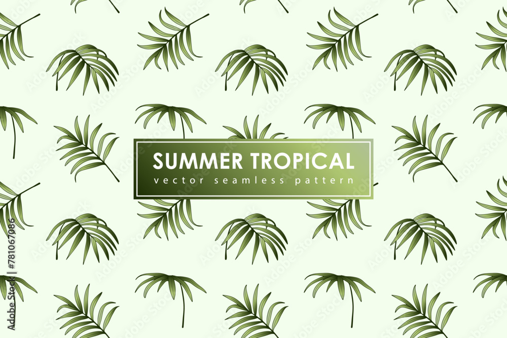 Aufkleber light summer tropical vector seamless pattern with green palm branches. print for textiles, wrapping