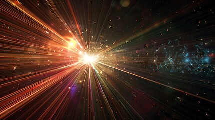 Close-up of an abstract background overlay with a captivating mix of sunburst, digital flare, iridescent glare, and lens flare