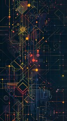 Abstract geometric pattern, playful shapes, primary colors, childlike wonder