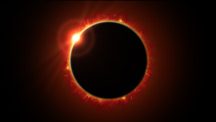 Total solar eclipse, The moon moving in front of the sun.