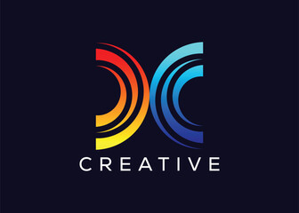 Creative and minimal Letter X colorful logo vector template. Modern X colorful logo