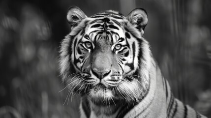 A tiger in Monochrome Close-up