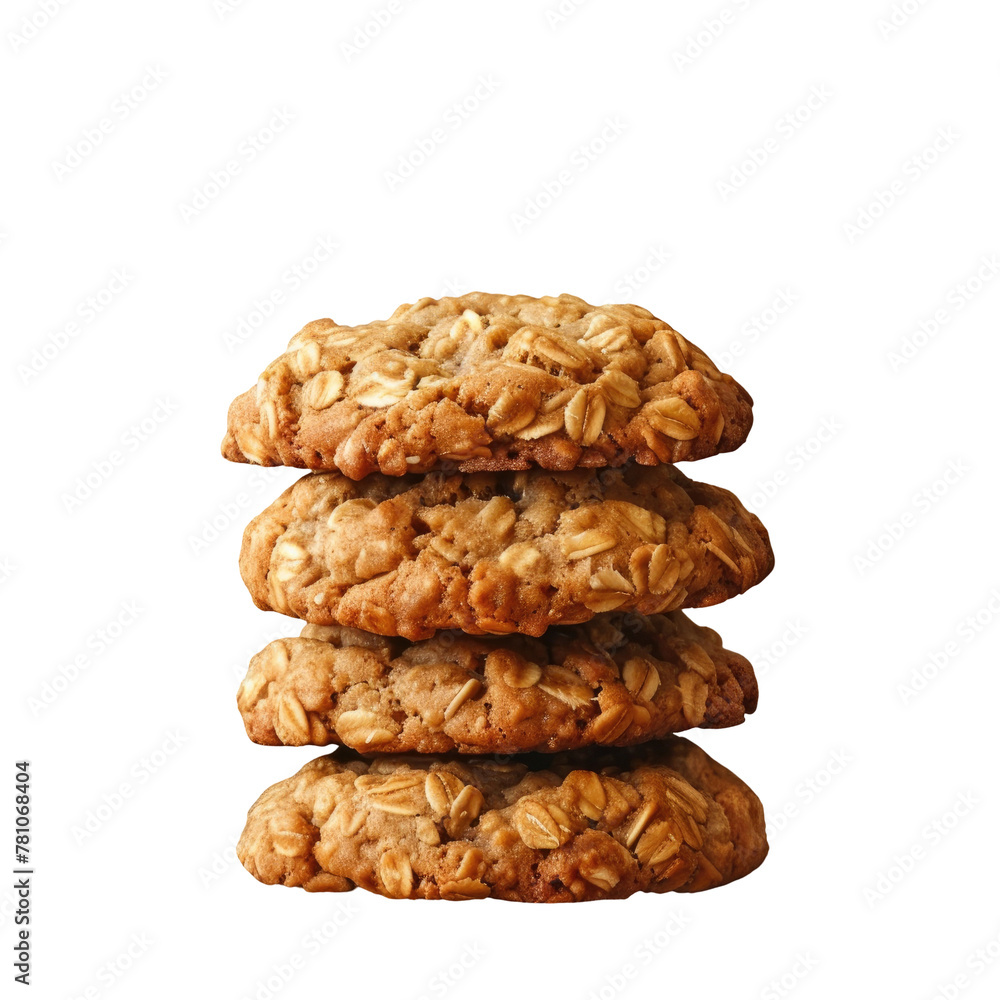 Poster a close up of a stack of cookies on a transparent background