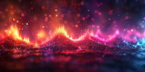 Abstract musical background with sound waves and vibrant concert bits