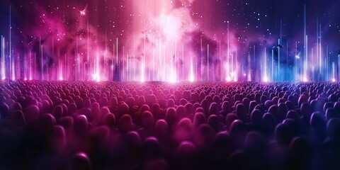 Abstract musical background with sound waves and vibrant concert bits - obrazy, fototapety, plakaty