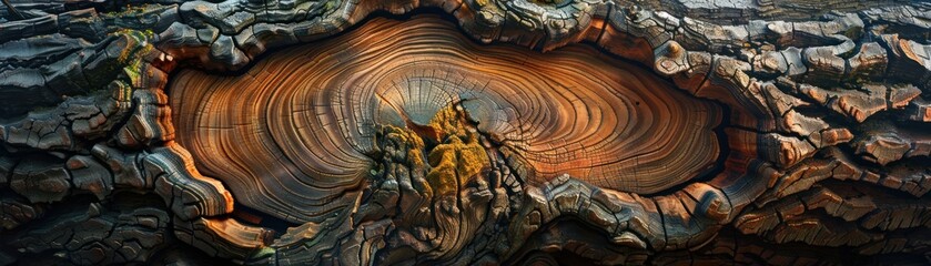 Petrified Wood Cross-Section with Vivid Detail