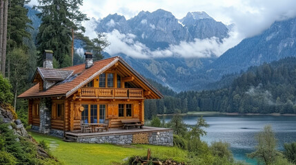 Fototapeta na wymiar Peace and nature: Idyllic holiday home in the mountains