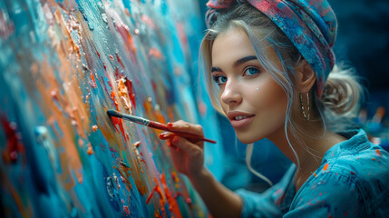 Creative Inspiration: Artists working on colorful paintings in their studio