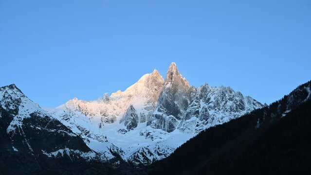 Sunset time lapse of the Aiguille du Dru